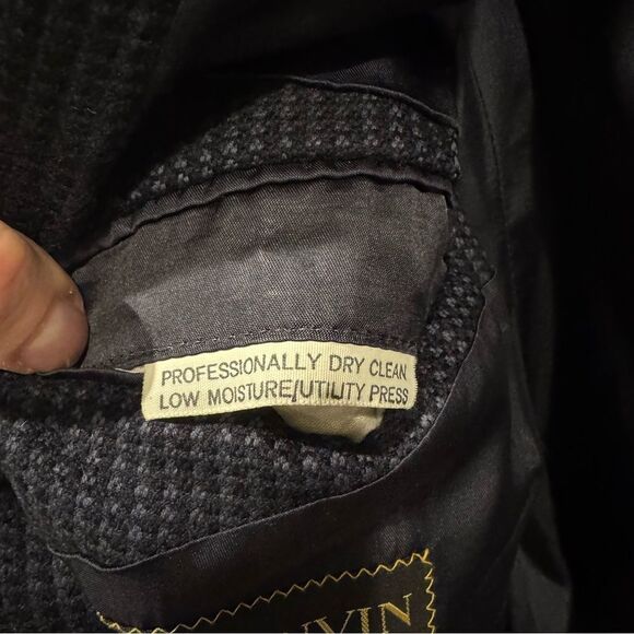 LANVIN Newman Marcus Mens Navy Blue Wool Solid 2-Button Blazer Jacket Vintage - Picture 5 of 8